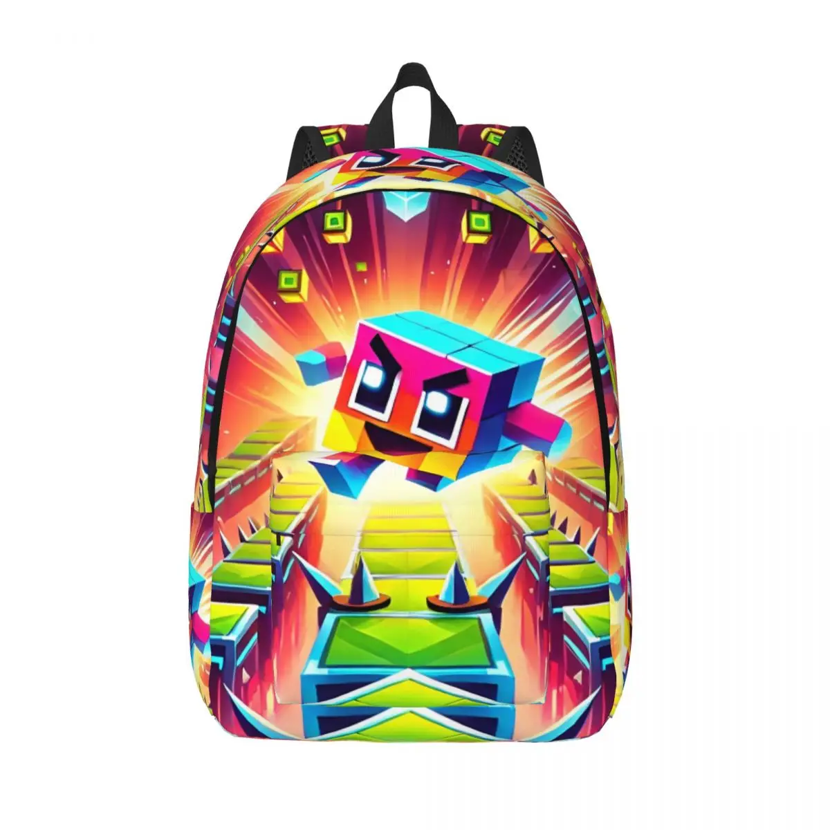 Geometry Cube-mochila Gaming Dash para hombre y mujer, morral de lona para estudiantes de secundaria primaria, mochila de lona para senderismo