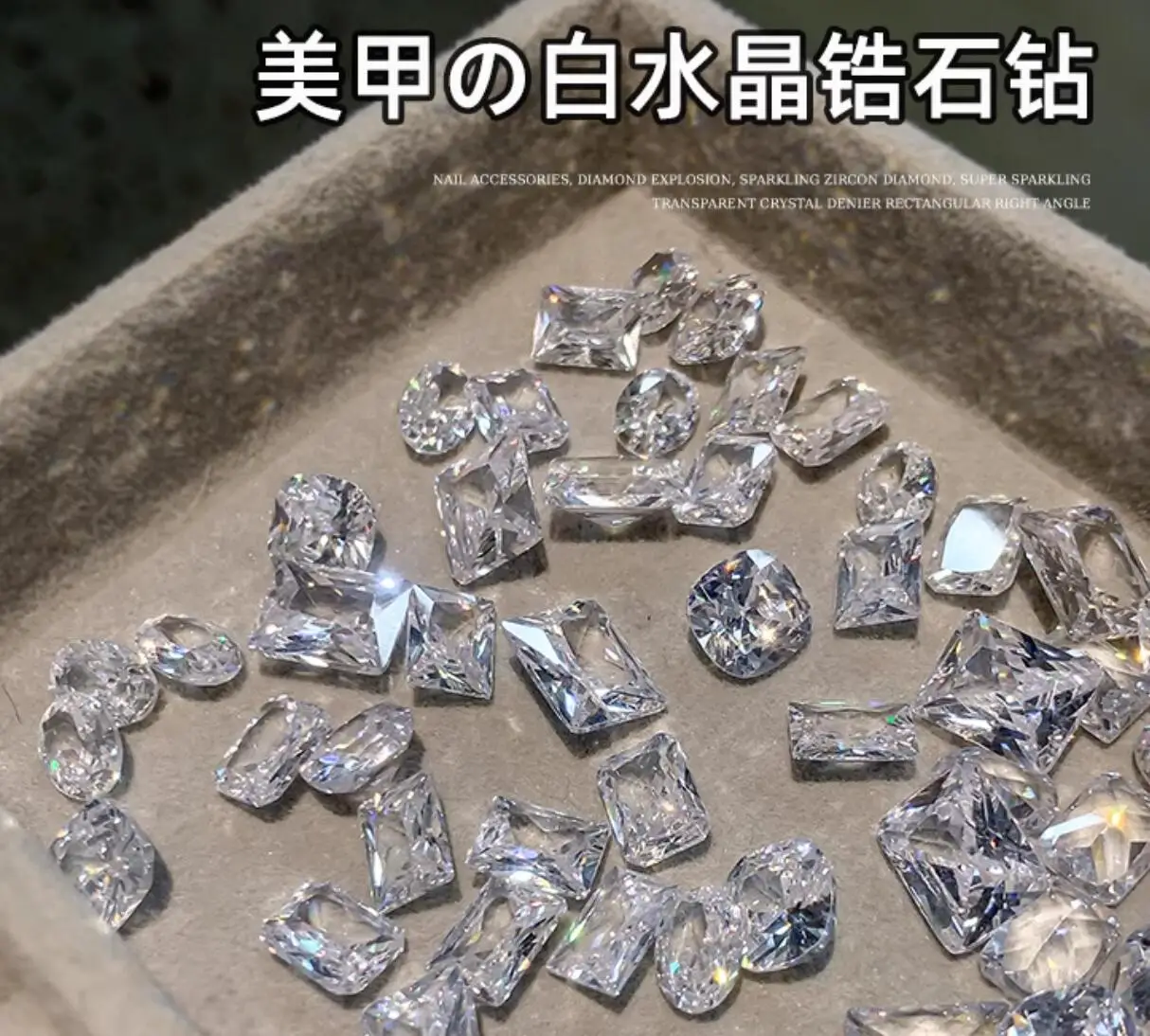 10 szt. Przezroczyste Okrągłe & Kwadratowe & Krople Wody Ozdoby do Paznokci z Kamieniami Szlachetnymi Białe Kryształowe Cyrkonie DIY Biżuteria do Paznokci Luksusowy Manicure Design*