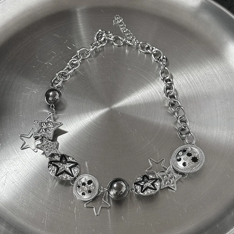 Punk Edelstahl Stern Geometrie Anhänger Halskette für Männer Hip-Hop Elemente Schmuck