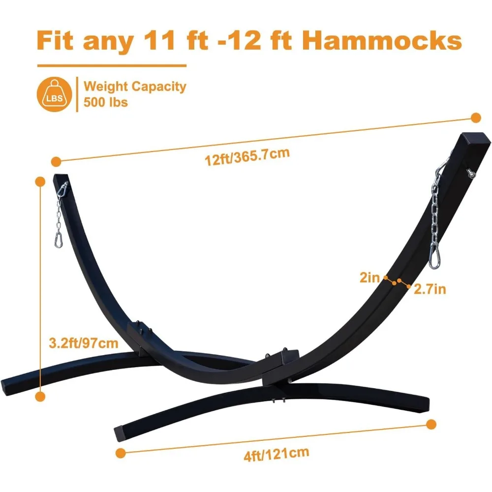 Hamaca Lazy Daze de 12 pies, soporte de arco de Metal con cadenas, acero resistente a la intemperie para 2 personas, soporte de hamaca curvo resistente