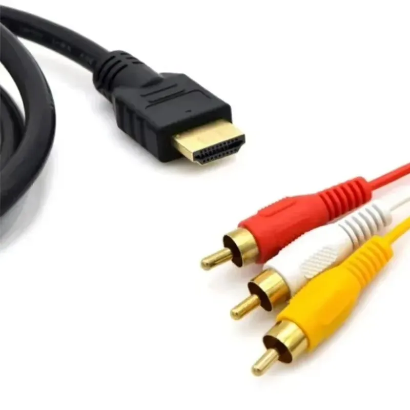 HD Video to 3 RCA Composite Cable 1.5M Full Copper Audio Video Cord for Tv Dvd Set Top Box Home Entertainment Device Use