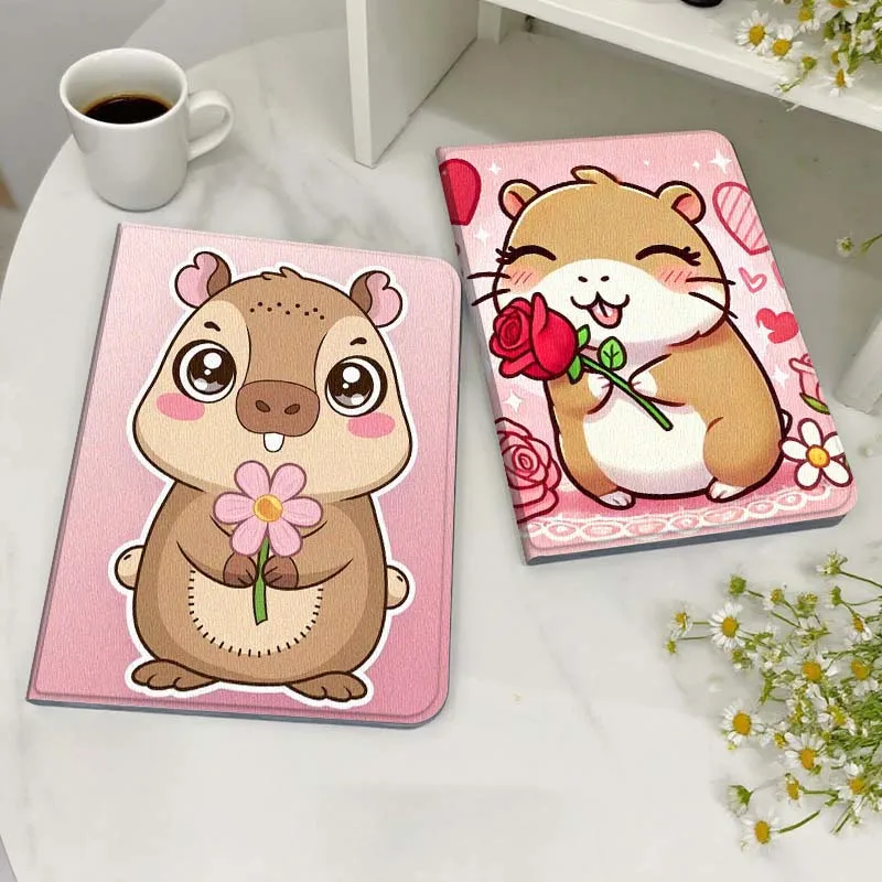 

Cute Hamster Holding Flower Gift For Xiaoxin Lenovo Tab Pad K11 K10 M10 P11 3rd Plus Pro Legion Y700 Y900 Gen4 2 Tablet Case