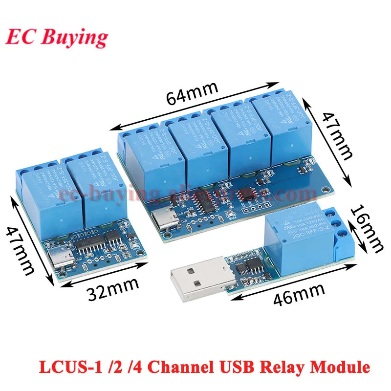 LCUS-1 /2 /4 Way Channel Type-C/USB-A Relay Module 5V 10A Electronic Converter PCB USB Intelligent Control Switch for arduino