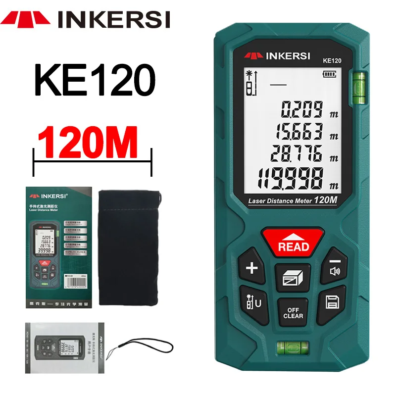Inkersi Laser Afstandsmeter Digitale Meetlint 40M/70M/120M Hoge Precisie Laserafstandsmeter Digitale Roulette Afstandsmeter