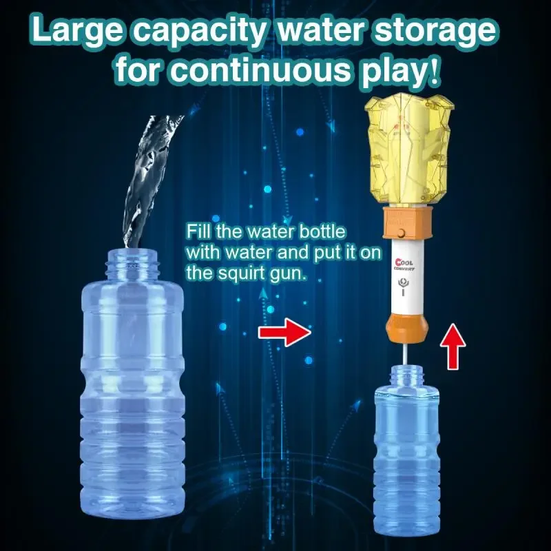 الكهربائية المحمولة مدفع المياه أضواء LED للأطفال سعة كبيرة زجاجة ماء بنين بنات الشاطئ التلقائي رذاذ الماء لعب الاطفال #5