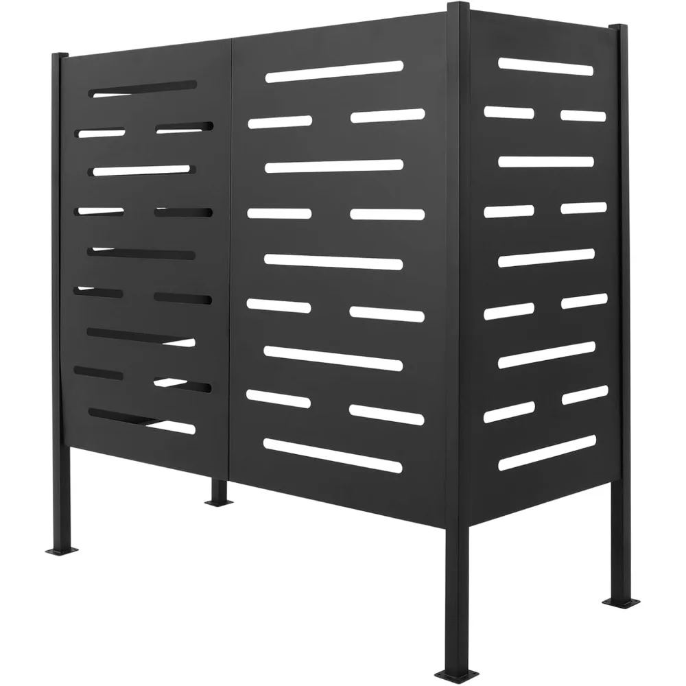 Valla para unidad exterior, paneles de madera para pantalla de privacidad exterior con estacas de metal, valla para aire acondicionado, vallas para bote de basura, equipo para piscina