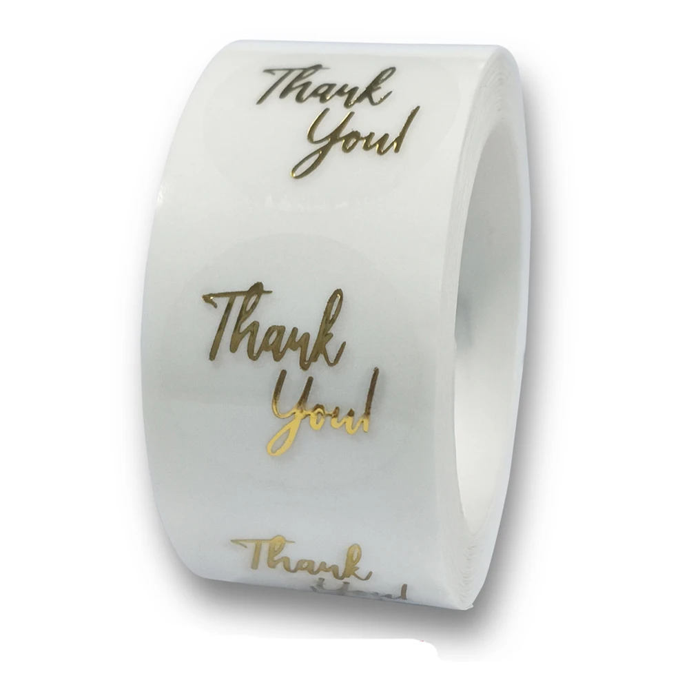 50-500pcs Labels 1inch Clear Gold Foil Thank You Stickers For Wedding Pretty Gift Cards Envelope Sealing Label Stickers image 2