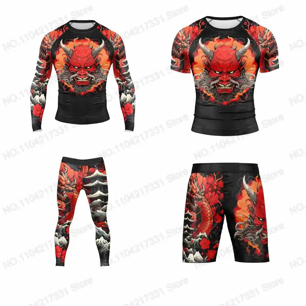 T-Shirt Kaidd Dragon Shorts Surfing Jersey Beach Swimwear Diving Gym Long Sleeves Trousers MMA BJJ Men Jiu Jitsu Fitness Sets