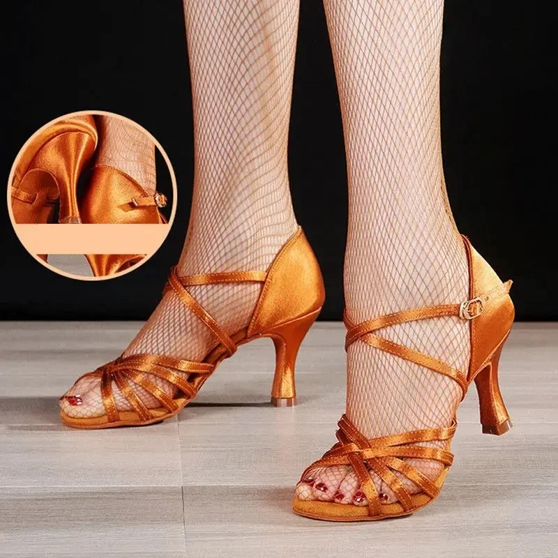 

Ballroom-Dance Shoes Women Latin Dance Shoes Tango Soft Sole Jazz Shoes Girls Salsa Shoes 5.5/7.5cm Practice Sandals