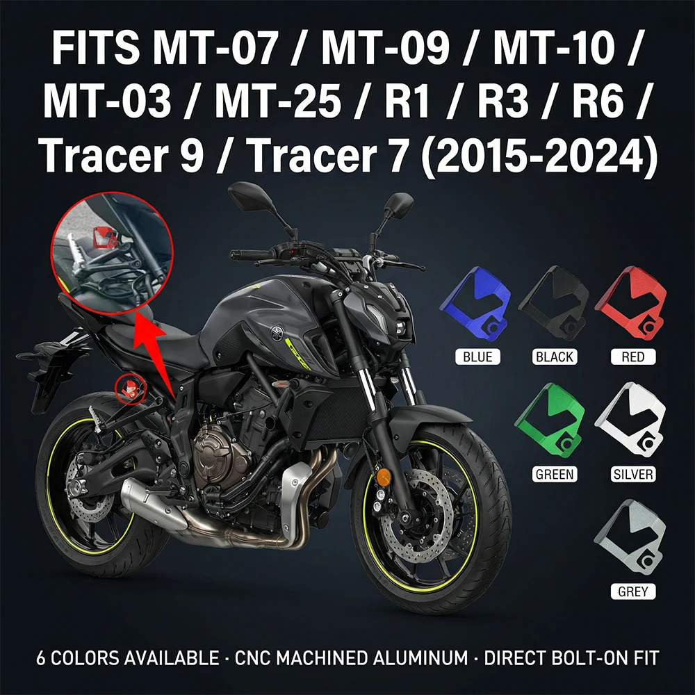 

Motorcycle Rear Brake Fluid Reservoir Cap CNC Aluminum Guard Protector For YAMAHA MT07 MT-07 FZ07 FZ-07 2015 2016 2017 2018-2024