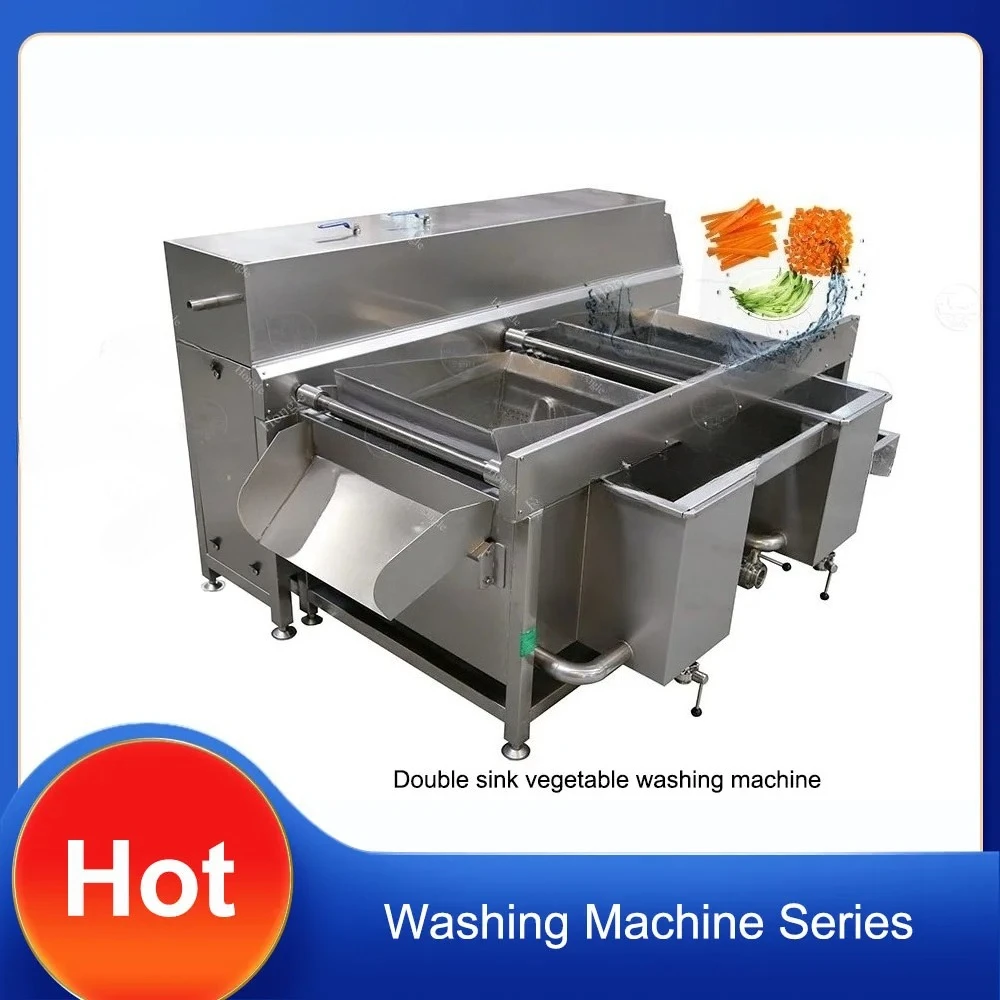 Automatic Vegetables Washing Machine with Double Hoppers