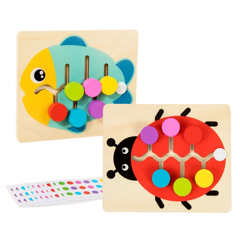 

Wooden Four-Color Puzzle Toy For 2-3 Year Old Children Gift For Baby Early Education Toy Logical Thinking Puzzle Board