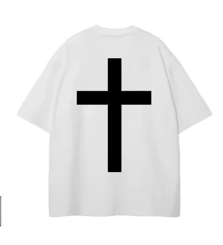 Men Streetwear Cross Graphic Print T-Shirt Summer Washed Black T Shirt Hip Hop Oversized Harajuku Tshirt Cotton Top Tee