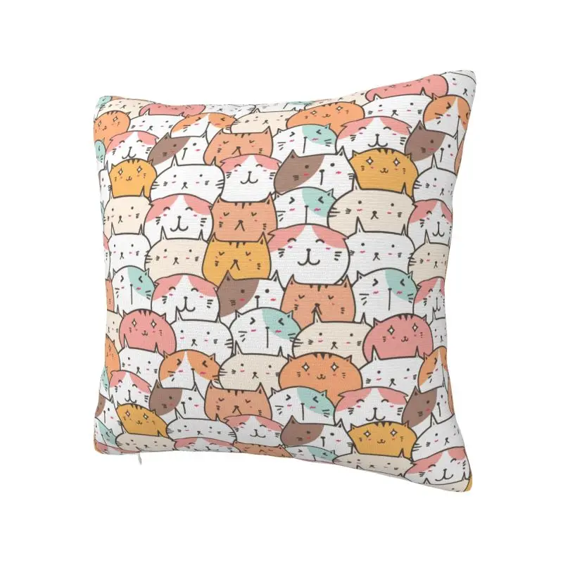 Colorful Cartoon Kitten Cat Cushion Cover 60x60 cm Polyester Soft Throw Pillow Case For Sofa Car Decoration Bedding Pillowslip