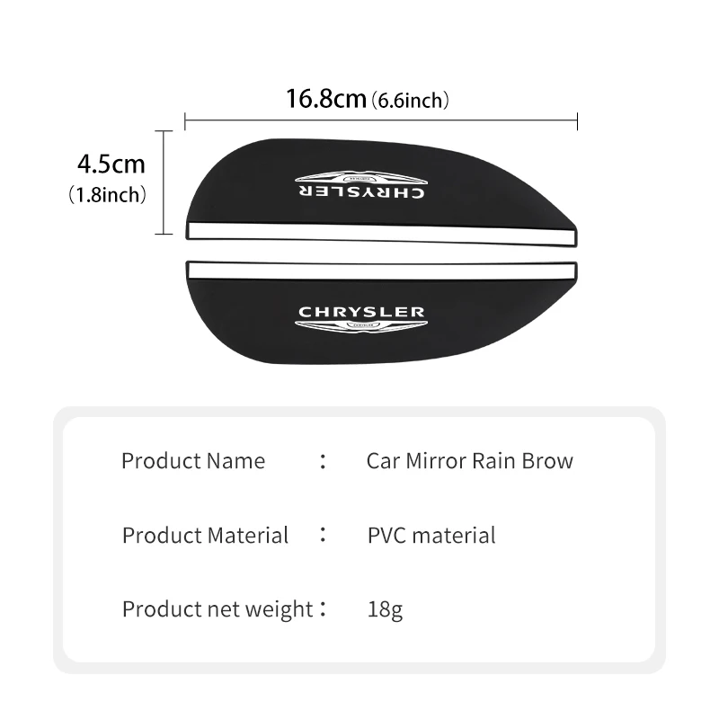 2pcs Car Rear Side Mirror Rain Board Eyebrow Guard Sun Visor For Chrysler PT Cruiser Grand Voyager Pacifica Sebring MK3 200