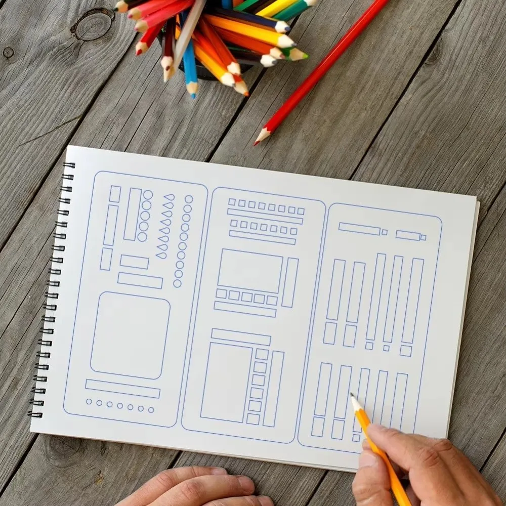 3pcs Simple Dot Grid Design Handmade Flexible Record Template DIY Scrapbook Journal Rectangle Stencil Ruler Set Stencil Ruler