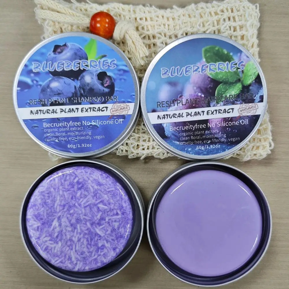 Blueberry Shampoo Soap Handmade Solid Shampoo Soap for Hair Thinning Deep Cleansing Hair Care Strengthening Hair Roots Shampoo