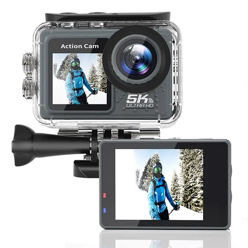 

ABAC-Sports Camera Accessories 5K Action Camera With Front LCD& Touch Screen, EIS 100FT Waterproof Underwater Camera 5X Zoom