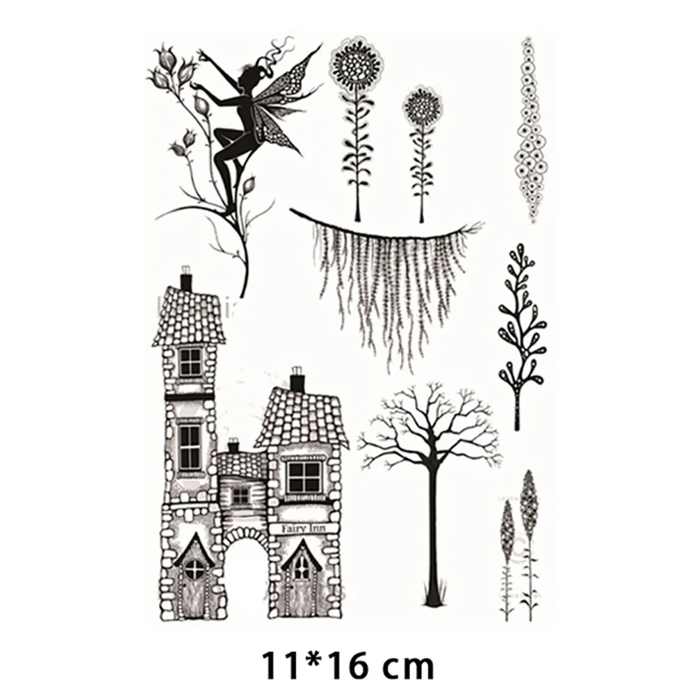 

Plants Flowers Rubber Transparent Stamp Fairy Clear Stamps for DIY Craft Making Greeting Card Scrapbooking Photo Album Decor