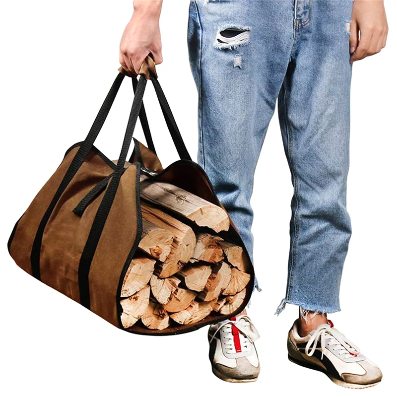 Outdoor Portable Durable Firewood Storage Bag Sturdy Buckle Large Capacity Camping Wood Log Carrier Easy To Carry