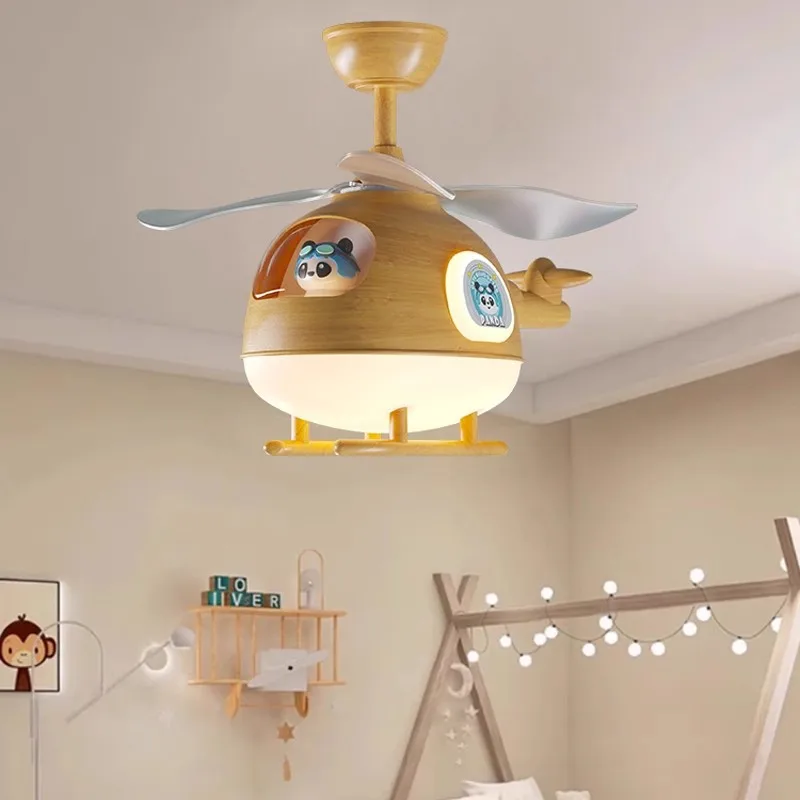 Children's Room Airplane Fan Light Panda Airplane Bedroom Fan Light Boys and Girls Room Ceiling Light