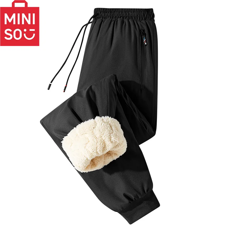 

L-6XL Lamb Fleece Pants Men's Thick Winter Graphene Thermal Storage Middle aged and Elderly Large Size Outerwear Casual Pants Wi