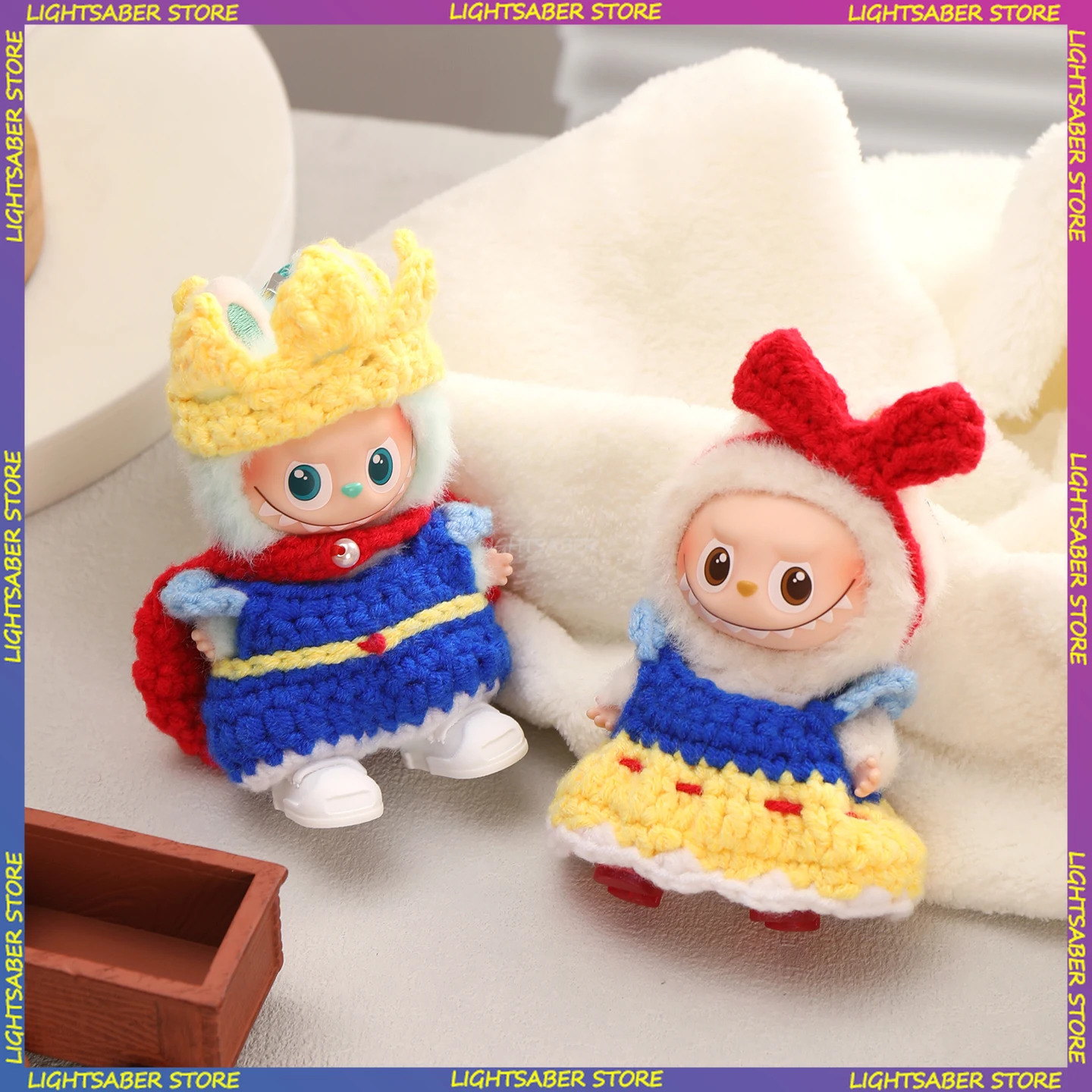 

For Labubu 4. 0 Clothes Kawaii Handmade Prince Crown Princess Dress Set Mini Plush Doll Clothing Fashion Doll Accessories