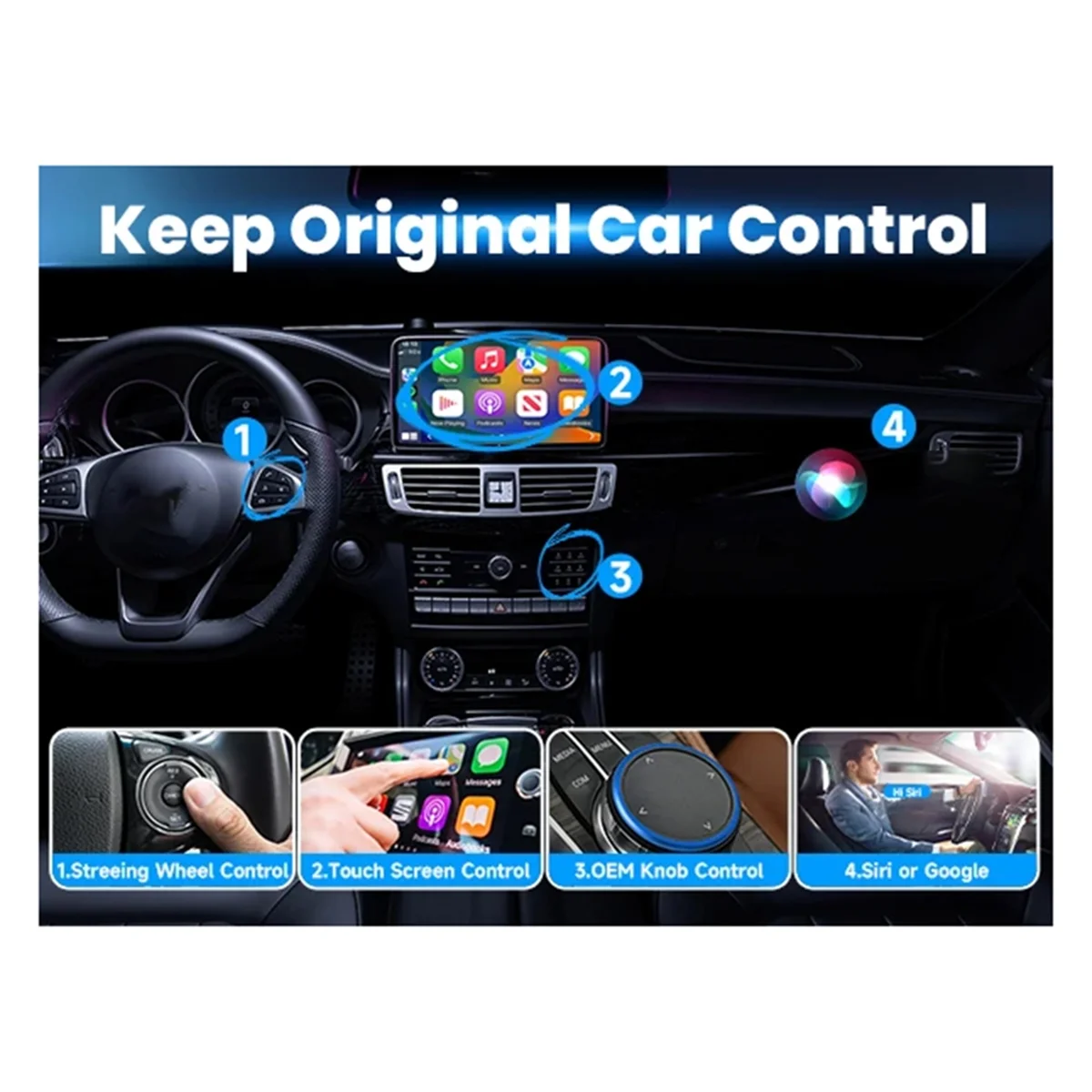 2-in-1 Wired to Wireless CarPlay Adapter Plug&Plug Auto Connect Converts for Wired Cars Compatible for & Android
