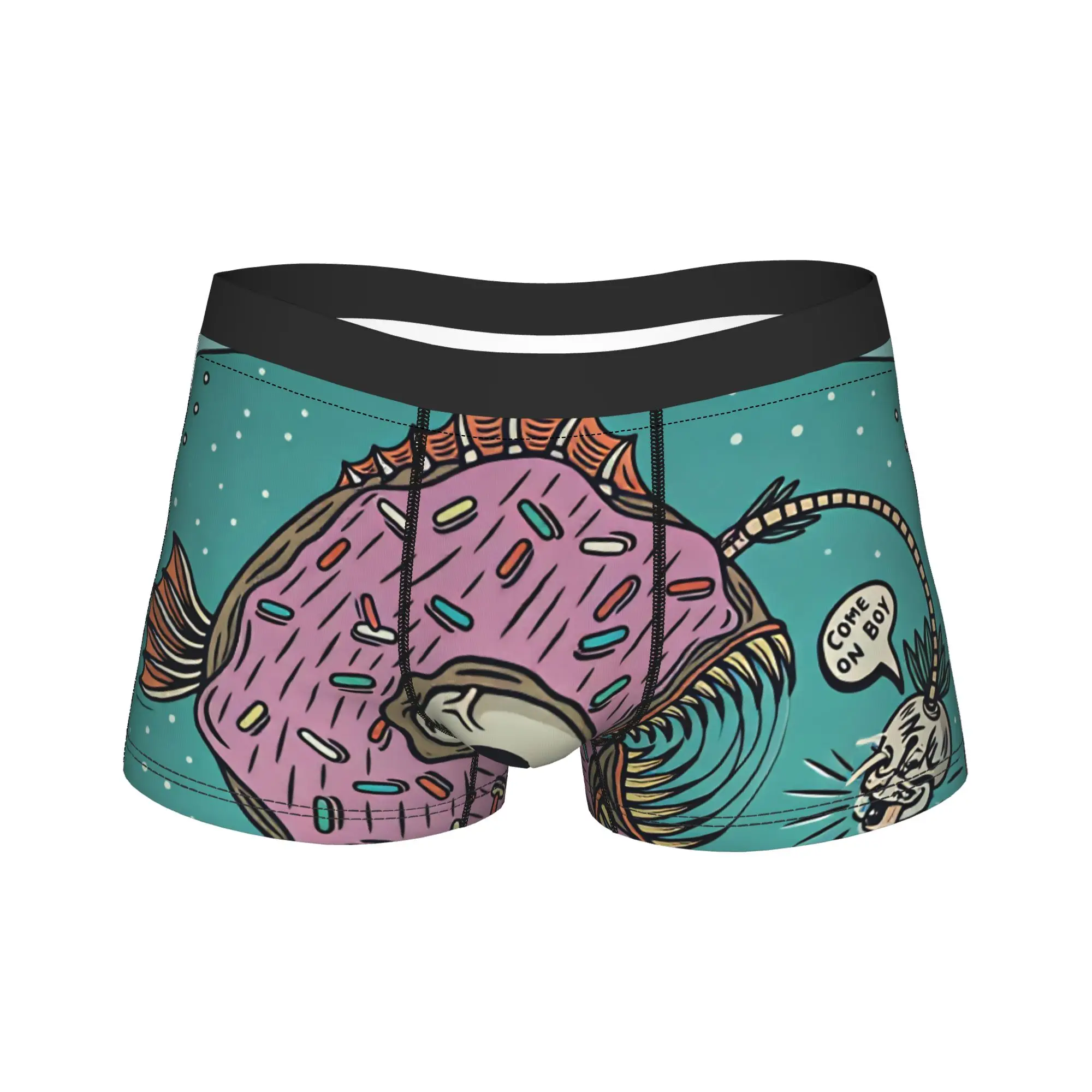 Donut Anglerfish Retro Cartoon Boxershorts  3D Pouch Underwear Quality Pattern Shorts Briefs Breathable Men Panties Plus Size
