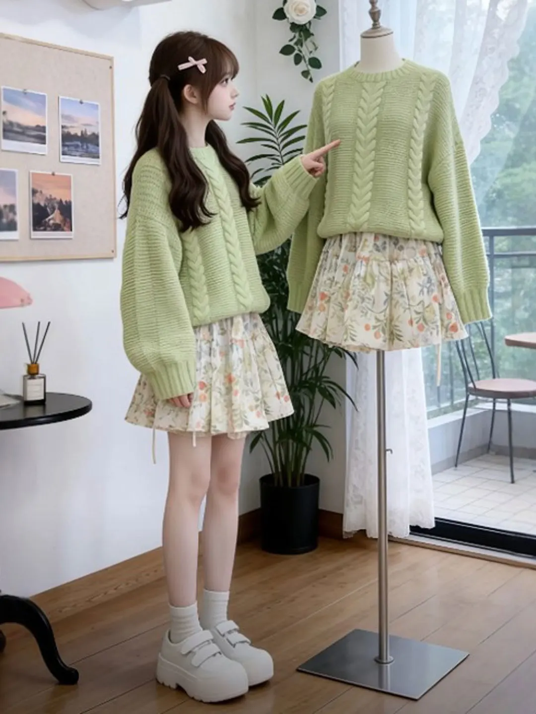 

Комплект из свитера и юбки Laid-ba Sle с цветочным принтом, удобный хлопковый весенний модный женский костюм