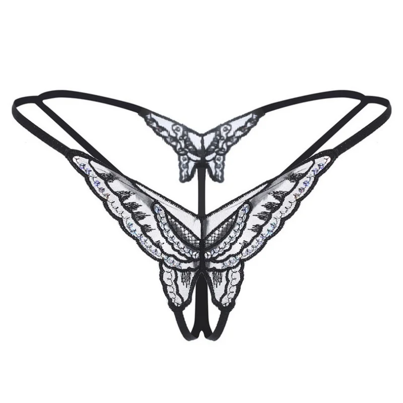 GUUOAT Porn Women Thong Temptation Unification Sequin Embroidery Transparent Color Blocking T-Pants Lingerie Sexy Bikini Set New