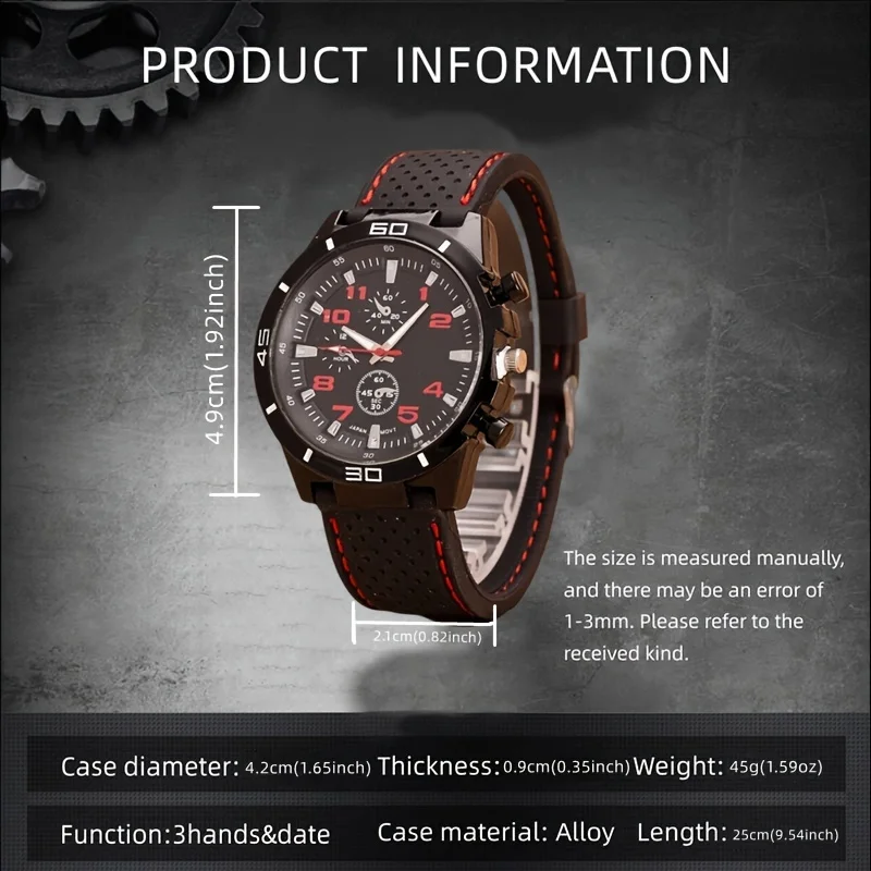Fashion Trendy Racing Extreme Sports Watch Silicone Three Eyes Men's Quartz Watch