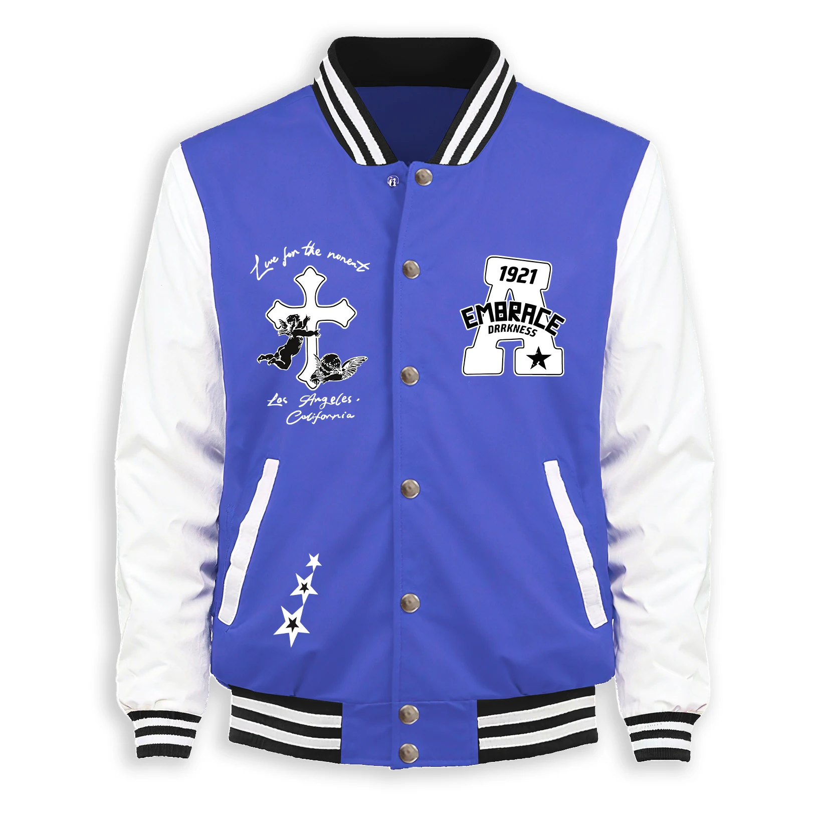 

1921 Emrace A Pentagram Print Man Jacket Autumn Fleece Clothing Casual Comfortable Baseball Jersey Unisex Retro Loose Sportswear