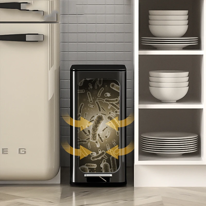 Waste Bin Touchless Black Aesthetic Charms Food Storage Basket Bucket Dustbin Ecoco Office Kitchen Lixeira Home Garden Bins