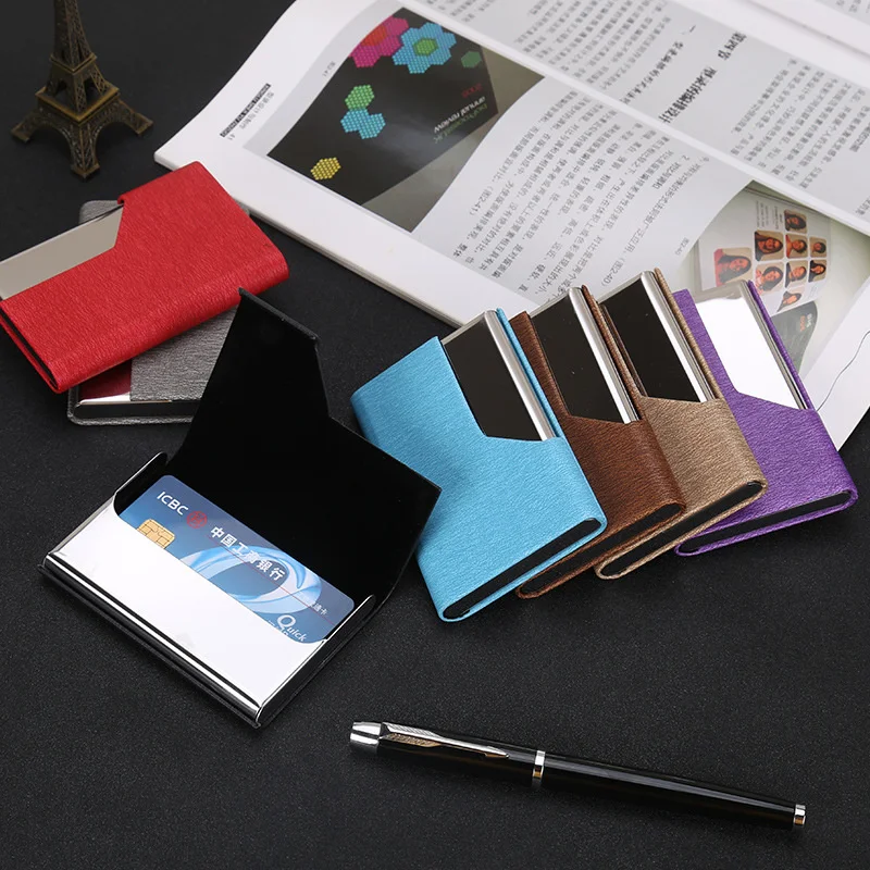 Laser Engraved LOGO Luxury Business Card Case Men's Creative Aluminum PU Case Cover Credit Card Business Card Holder Wallet