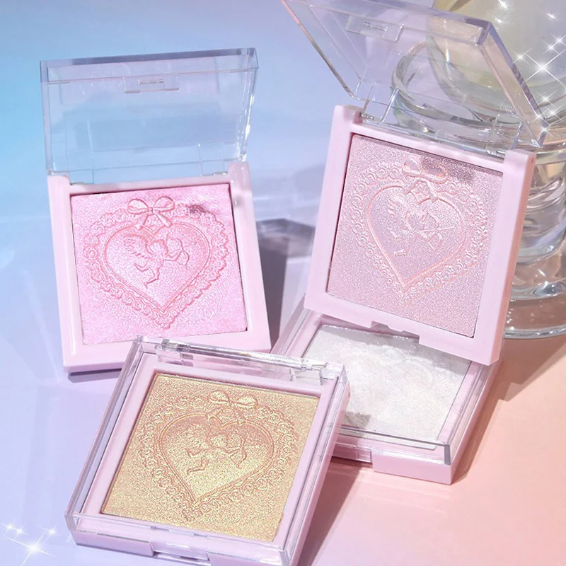 Glitter Highlight Poweder Palette Makeup Glow Face Body Contour Lasting Brighten Face Waterproof Cosmetics Love Heart Powder