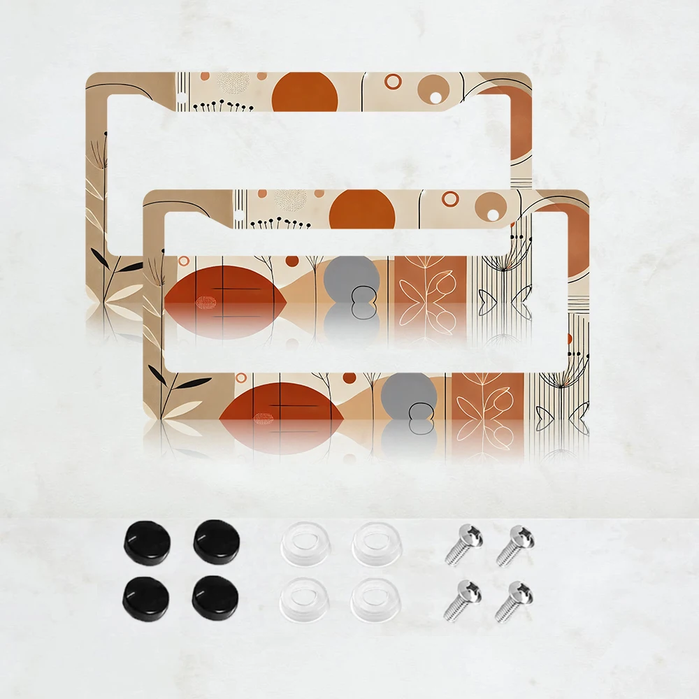 

2 шт. Алюминиевые рамки для номерных знаков с абстрактным рисунком диких цветов - 6 x 12 дюймов, стандартный размер США, декоративные автомобильные рамки