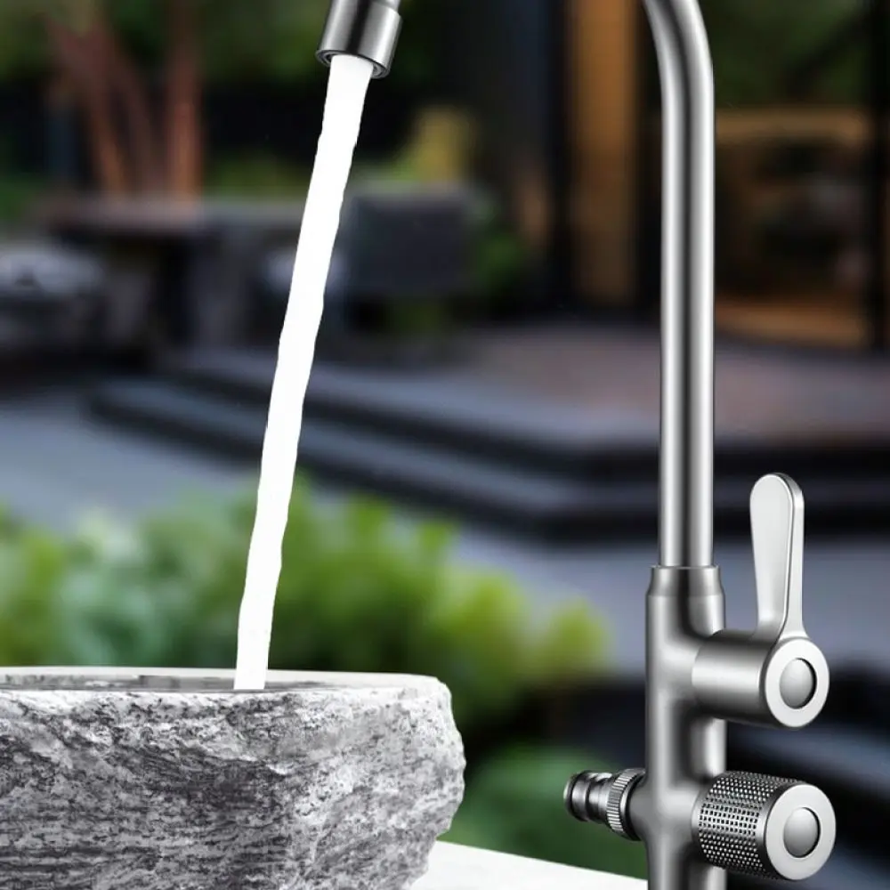 Wall Mount Garden Tap Dual Control Splitter For Mubin Alloy Outdoor Sink Faucet Extended Applicator Anti Splash Rotating