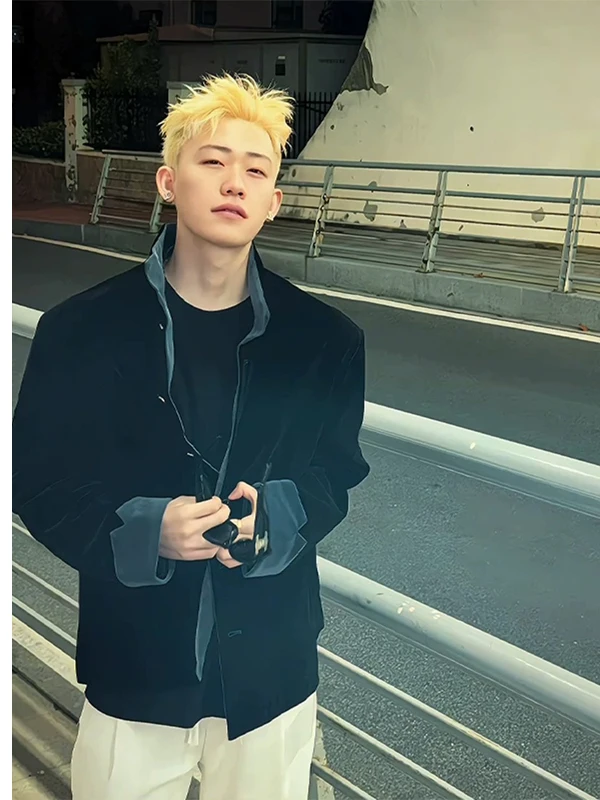 

Мужской костюм Bla Velvet Jaet, элитный костюм на ощупь, весна-осень, модный брендовый костюм с воротником-стойкой, костюм Тан, китайский костюм Sle Jaet