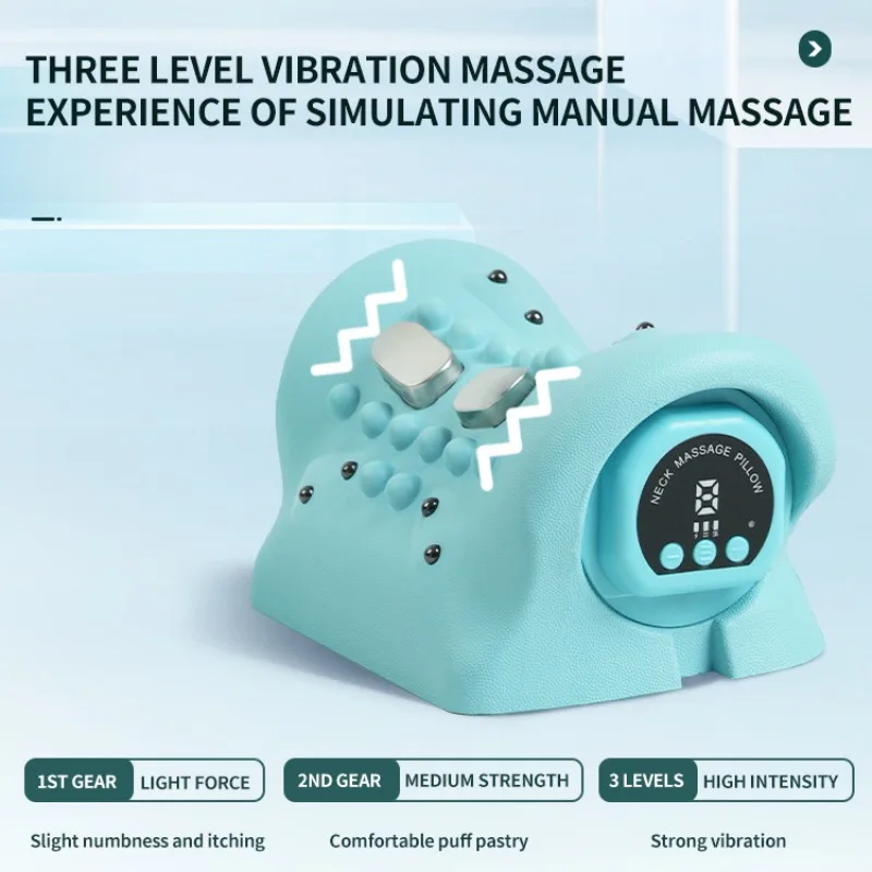 Multi Functional Vibration Massage Pillow Home Electric Neck Curvature Straightening Hot Compress Pulse Cervical Massage Pillow - view 2
