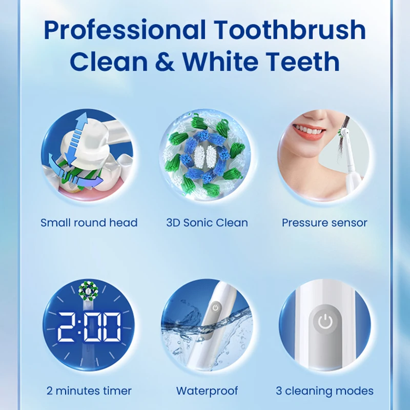 แปรงสีฟันไฟฟ้า Oral B Pro Max 3 โหมดการแปรงพร้อมตัวจับเวลาเซ็นเซอร์ความดัน Cross Action แปรงฟันทําความสะอาดล้ําลึก