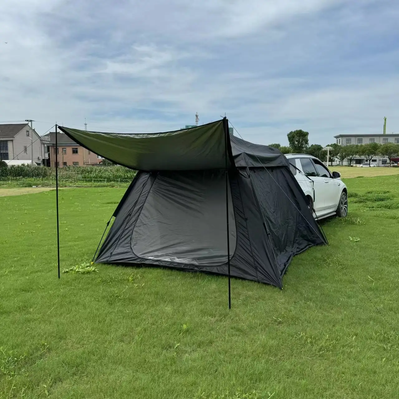 Portable Double Layer Tent Fully Automatic Quick-Open No-Build Rear Car Tent Waterproof Oxford for Beach Camping Outdoor Style