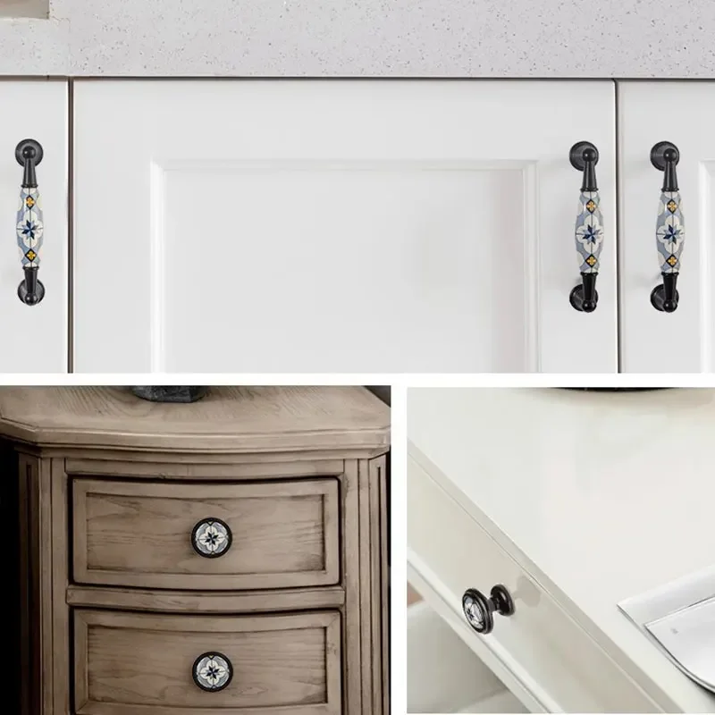 درج خزانة على الطراز الخزفي الأزرق المتوسطي من مادبورغ ، باب خزانة ملابس رعوي أوربي ، متعدد الاستخدامات ومحمول ، مقبض أبيض #4