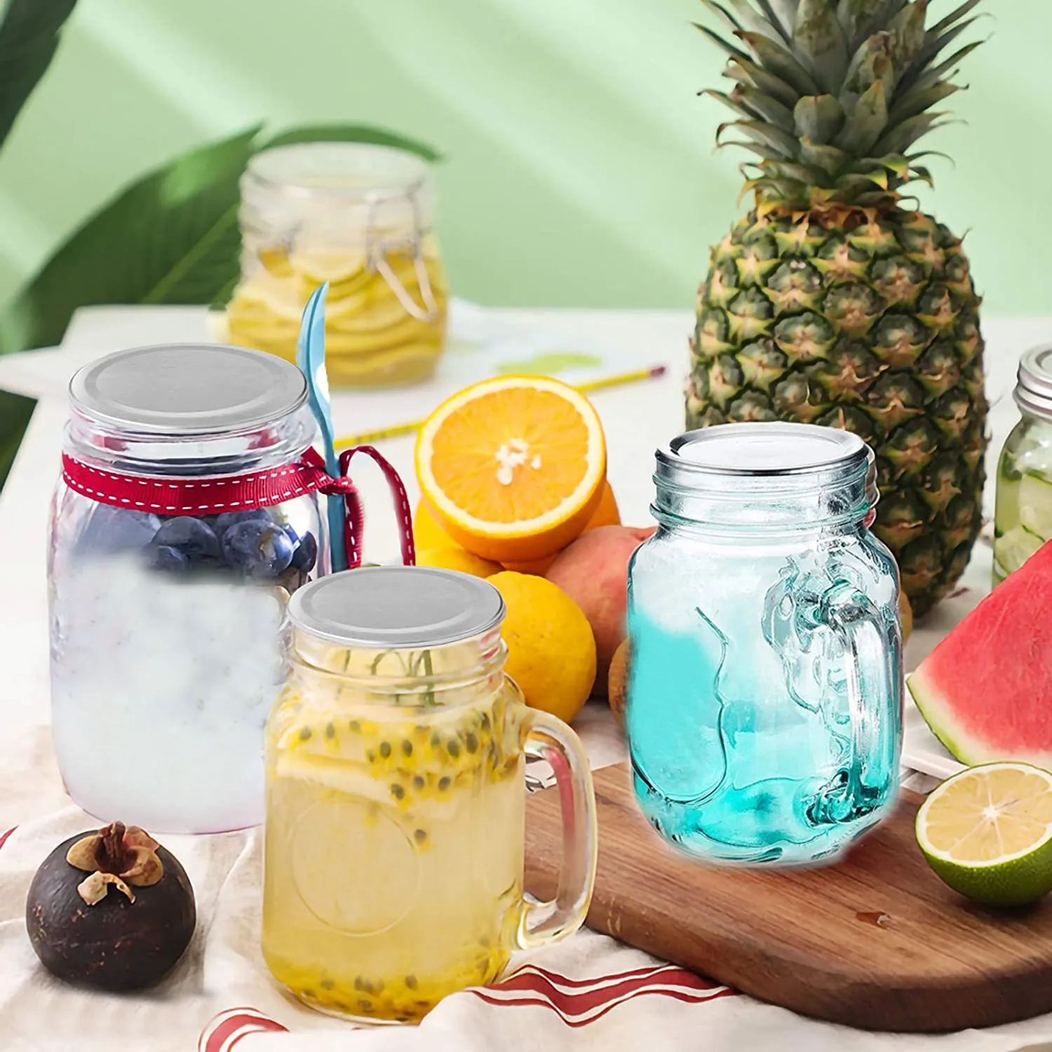 Coperchi per inscatolamento in barattolo da 86 MM a bocca larga da 50 pezzi, coperchi in argento di tipo diviso a prova di perdite riutilizzabili con anelli di tenuta in Silicone