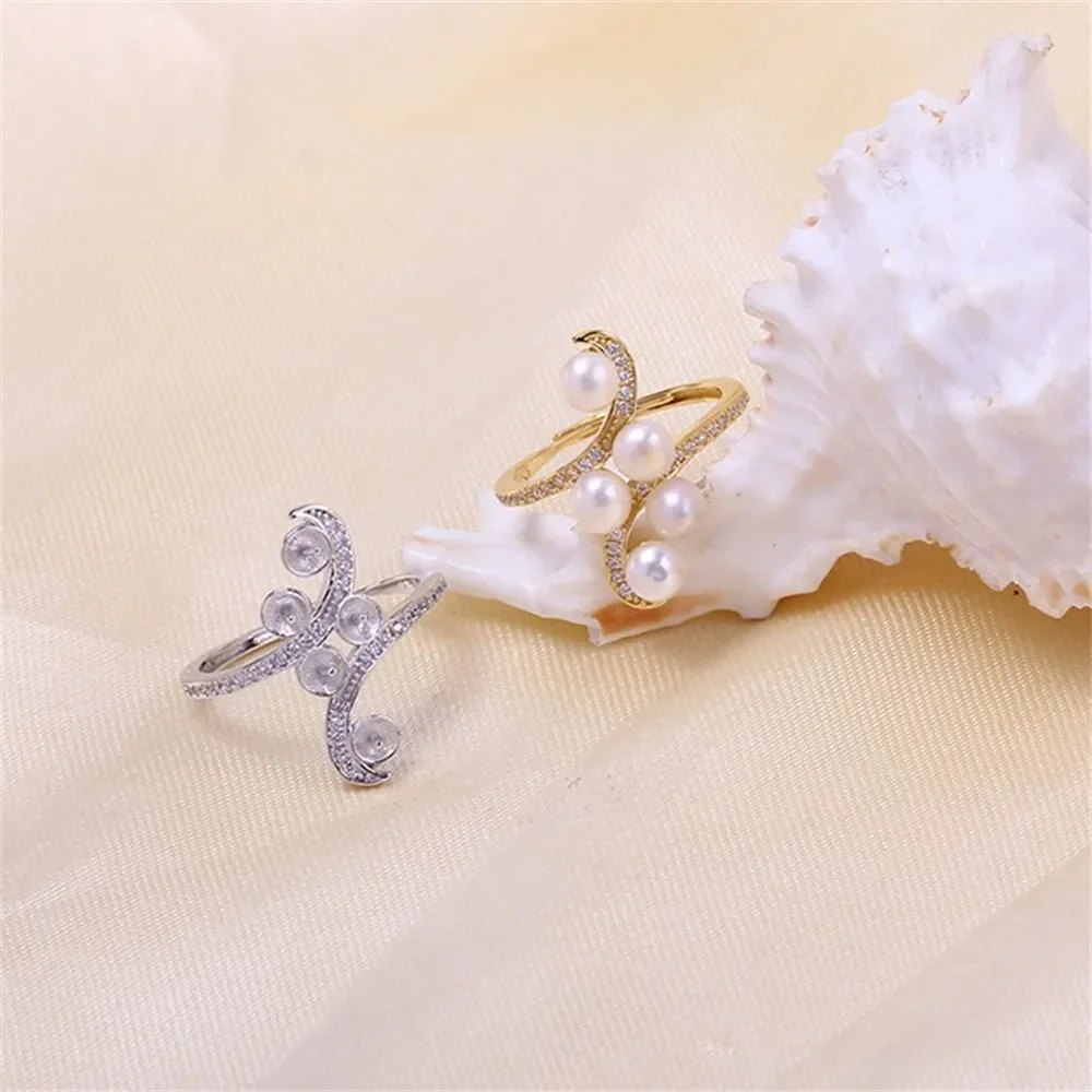Solid S925 Sterling Silver Pearl Ring Settings Findings & Accessories  for Jewelry Making Bulk Wholesale Craft Supplies No Pearl