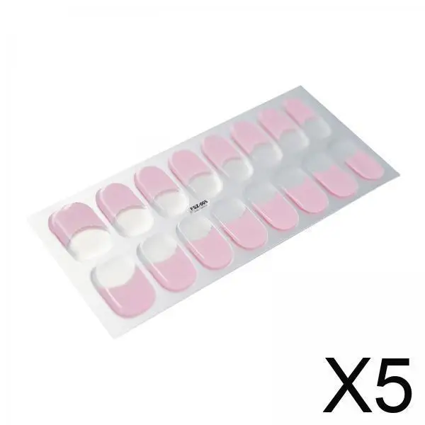 5x Semi-cured Gel Nail Strips, Full Nail Foil Stickers, Shiny Brighter Salon Nail Gel Polish Strips