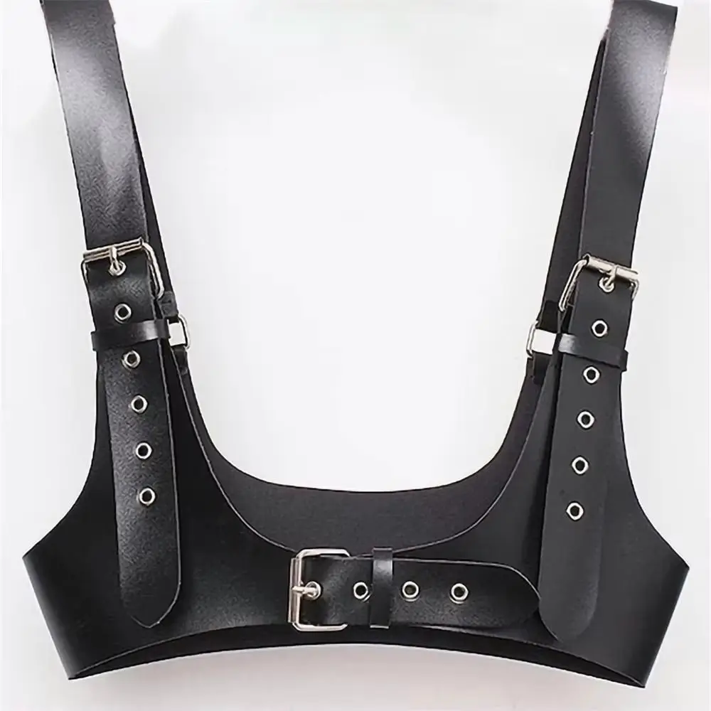 Korset sabuk U kulit Harness Top gaya jalanan sabuk Punk lebar korset dada korset kulit dapat disesuaikan Gothic Suspender