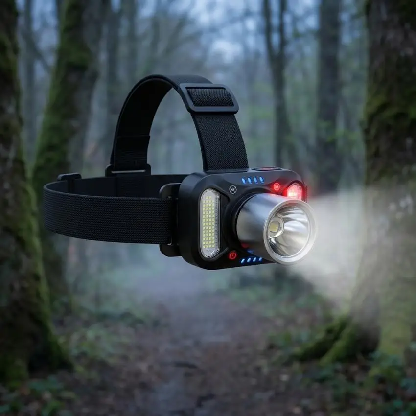 High-Intensity Rechargeable Headlamp with Motion Activation 6 Modes IPX7 Waterproof and 45 Degree Beam Adjustment