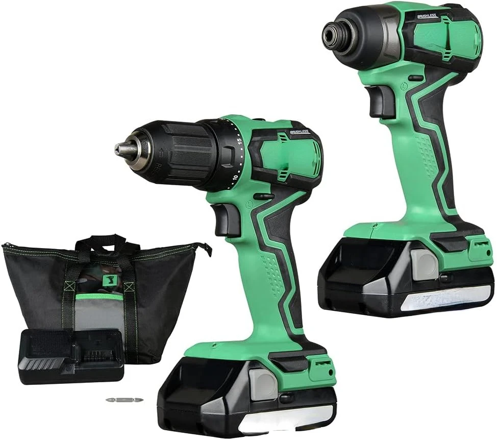 HPT Cordless 18V Drill and Impact Driver Combo Kit Sub-Compact Brushless Motor  Lithium-Ion Batteries  Lifetime Tool