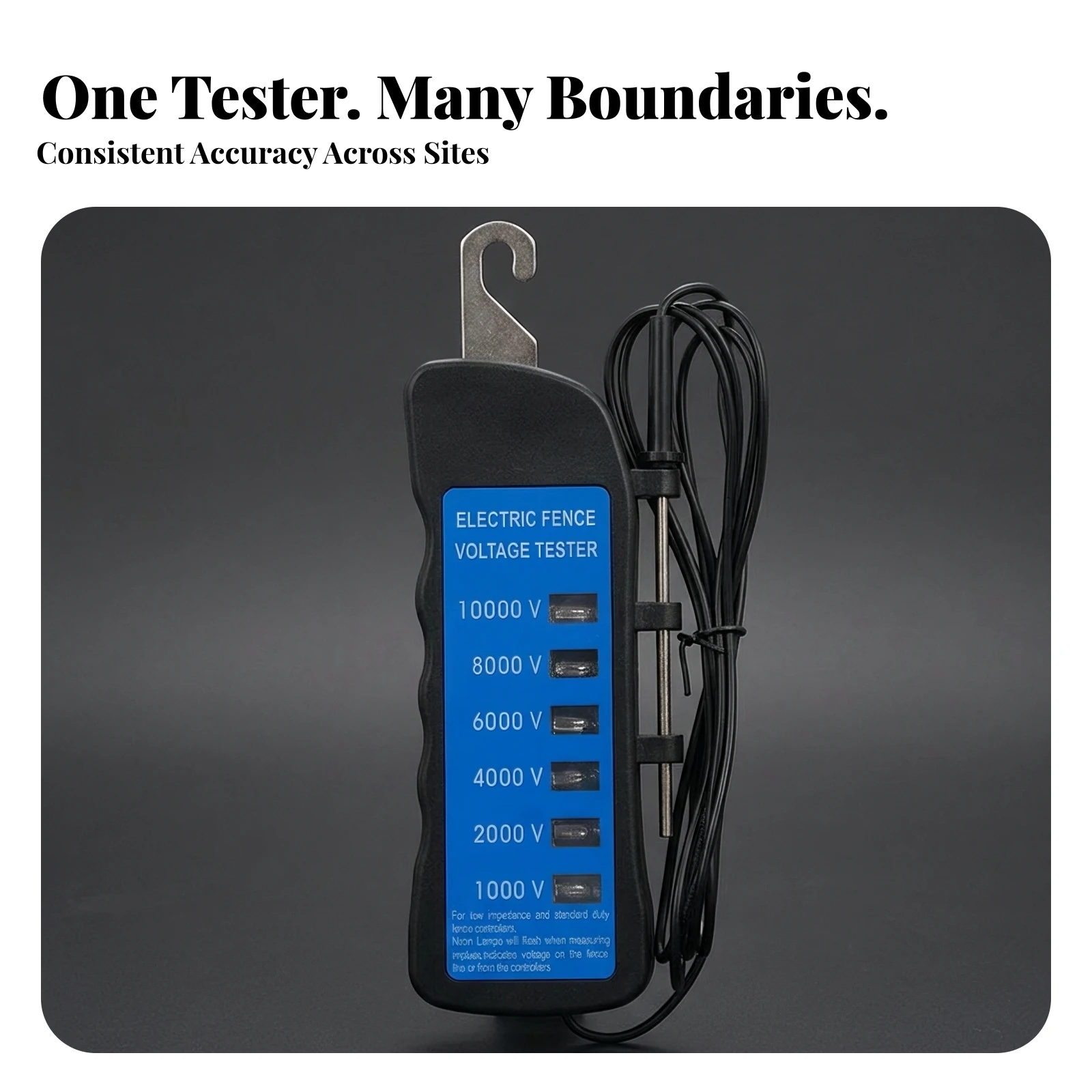 Electric Fence Tester Handheld Fence Voltage Tester with Hook Voltage Indicator Checker Professional Reliable for Farmers, Farm